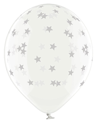 Воздушный шар Звезды серебряные 30см