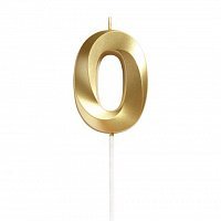 Свеча цифра грани на пике 0 (золотая)