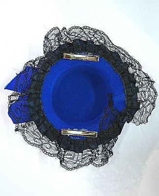 Шляпка мини гламур с гипюром (синяя)