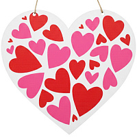 Подвесное сердце Розовые сердца 30 см (дерево)