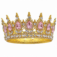 Корона золотая с нежно-розовыми камнями