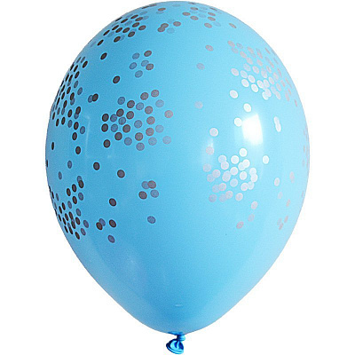 Воздушный шарик голубой Конфетти 14"