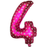 Воздушные шарики|Цифры|Розовые и Малиновые|Шар фольга 80 см цифра 4 (Розовая)