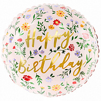 Повітряні кульки|Шары фольгированные|День народження|Куля фольгована 45см HB Квіти