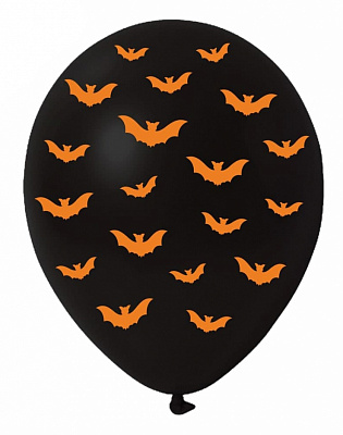 Воздушный шар 30 см Летучие Мыши (черно-оранжевые)