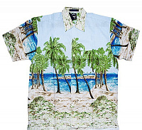 Гавайская рубашка Пальмы (голубая) L