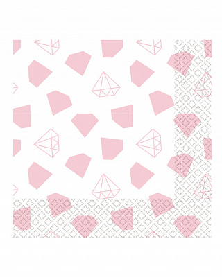 Серветки Діаманти (біло-рожеві) 16 од