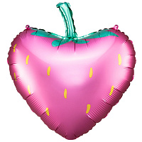 Повітряні кульки|Шары фольгированные|Тематичні|Куля фігура полуниця (рожева) 42х45 см