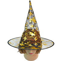 Праздники|Halloween|Шляпы на Хэллоуин|Шляпка ведьмы Привидения (золото)