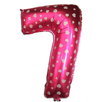 Воздушные шарики|Цифры|Розовые и Малиновые|Шар фольга 80 см цифра 7 (Розовая)