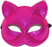 Товары для праздника|Маски карнавальные|Венецианские маски|Маска Кошка блестки (малиновая)