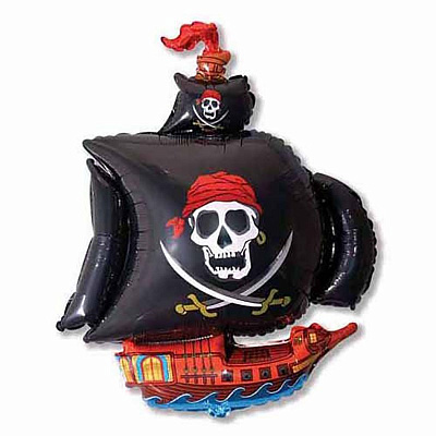 Куля фольгована Піратський корабель чорний
