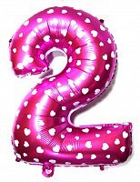 Куля фольгована 80см цифра 2 (рожева)