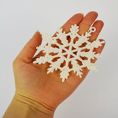 Снежинка 9,5 см перламутр декоративная