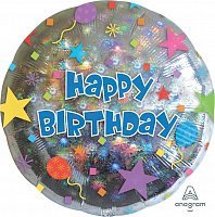 Шар фольга 18" Круг Happy Birthday Шар фольга 18" Круг Happy Birthday
