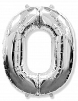 Свята |Новый Год|Новорічні повітряні кульки|Куля цифра 0 фольгована люкс 66 см (срібло)