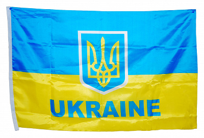 Флаг Украина (Ukraine) 90х60 с гербом
