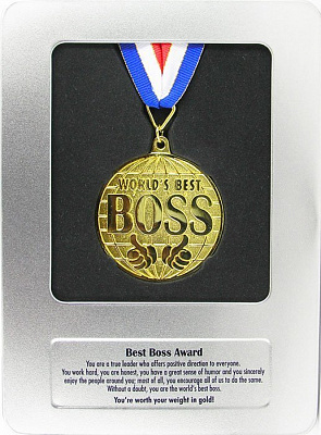Медаль подарочная в рамке "World's Best Boss"