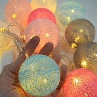 Свята |Новый Год|Новорічні гірлянди|Гірлянда LED Кульки нитка (теплий білий) 