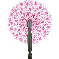 Веер круглый розовые сердца (бумага)