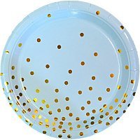 Тарелки праздничные конфетти голубые 23см