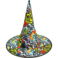 Товары для праздника|Карнавальные шляпы|Шляпа ведьмы|Колпак Кислотный с черепами