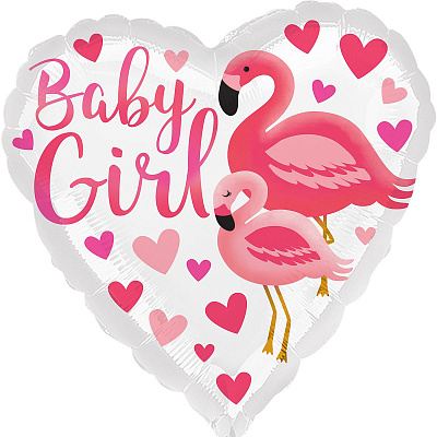 Шар фольга 18" Фламинго Baby girl