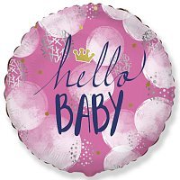 Шар фольга 45см Hello Baby (розовый) Шар фольга 45см Hello Baby (розовый)