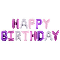 Воздушные шарики|Шарики на день рождения|Девушке|Надпись фольга Happy Birthday (разноцветная)