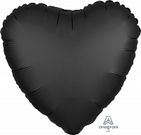 Воздушные шарики|Шары фольгированные|Сердца|Шар фольга 18" Сердце сатин черное