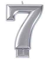Свеча цифра 7 сатин (серебряная)