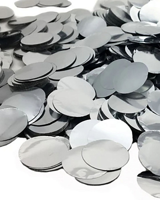 Конфетти круги серебро 50 гр 23 мм