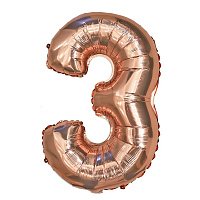 Куля цифра 3 фольгована 66 см (рожеве золото) Куля цифра 3 фольгована 66 см (рожеве золото)