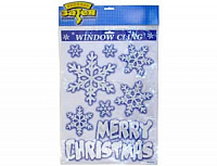 Праздники|Новогодние украшения|Новогодние декорации|Набор снежинок наклеек на окно Merry Christmas