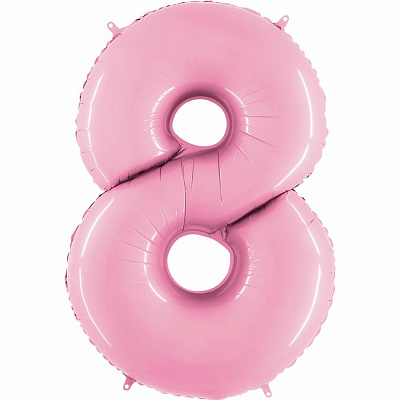 Куля цифра 8 фольгована пастель 90см люкс (Рожева)