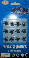 Свята |Halloween|Павутина і павуки|Набір Мух пластик 12 од