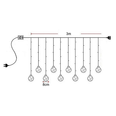 Гирлянда Led шары с Дедом Морозом 3м