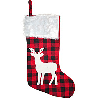 Праздники|Новогодние украшения|Новогодние носки|Носок с Оленем (черно-красный) 42см