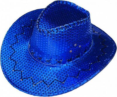 Шляпа ковбоя с полями блестки темно-синяя