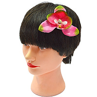 Тематические вечеринки|Гавайская вечеринка|Цветок в волосы Орхидея (розово-зеленая)