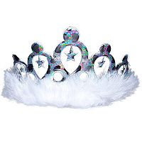 Товары для праздника|Рожки, ушки, обручи, короны|Карнавальные короны|Обруч корона Принцессы с пухом (белая)