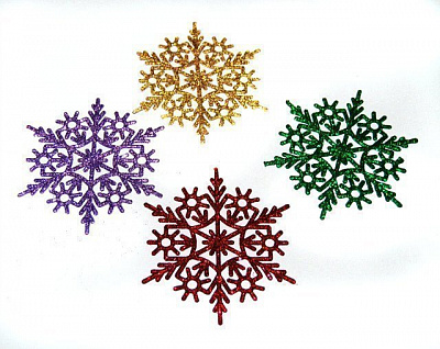 Снежинка 8,5 см разноцветная декоративная
