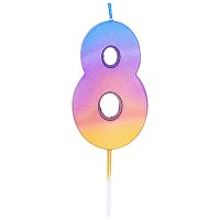 Свеча цифра на пике 8 (радуга)