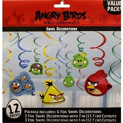 Спираль фольга Angry Birds 12шт
