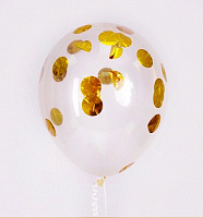 Воздушные шарики|Шары с гелием|Латексные шары|Шар с конфетти круги (золото)