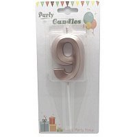 Свеча цифра грани на пике 9 (розовое золото)