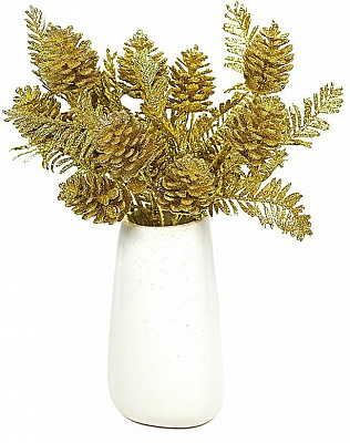 Декорация ваза с ветками (золото)