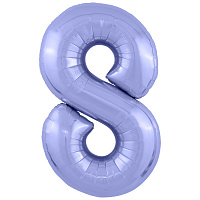 Повітряні кульки|Цифры|Сині та Блакитні|Куля цифра 8 фольгована 90см Slim (лаванда)