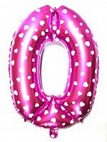 Куля фольгована 80см цифра 0 (рожева)