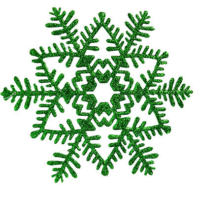 Сніжинка зелена (блиск) 16 см